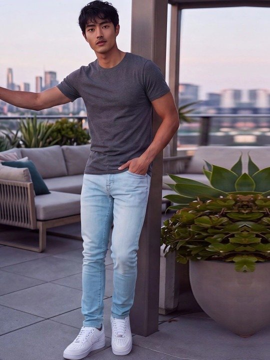 Classic Slim Fit Mid Rise Light Fade Jeans