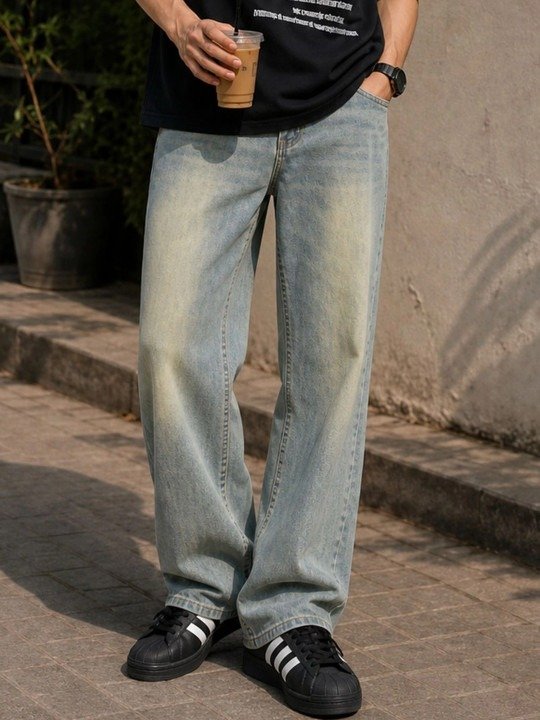 Classic Straight Fit Mid Rise Jeans
