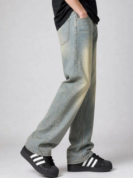 Classic Straight Fit Mid Rise Jeans