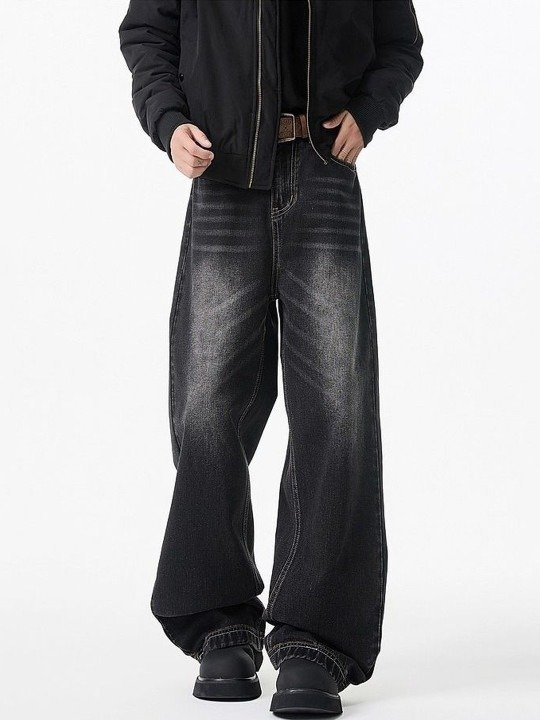 Refined Wide Leg Mid Rise Light Fade Jeans