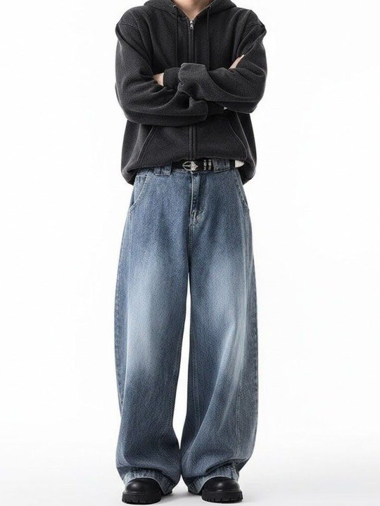 Essential Wide Leg Mid Rise Light Fade Jeans