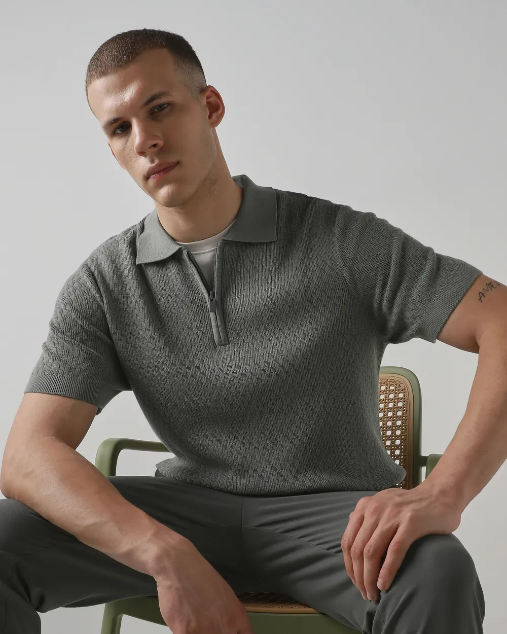 Essential Sage Solid Polo T-Shirt