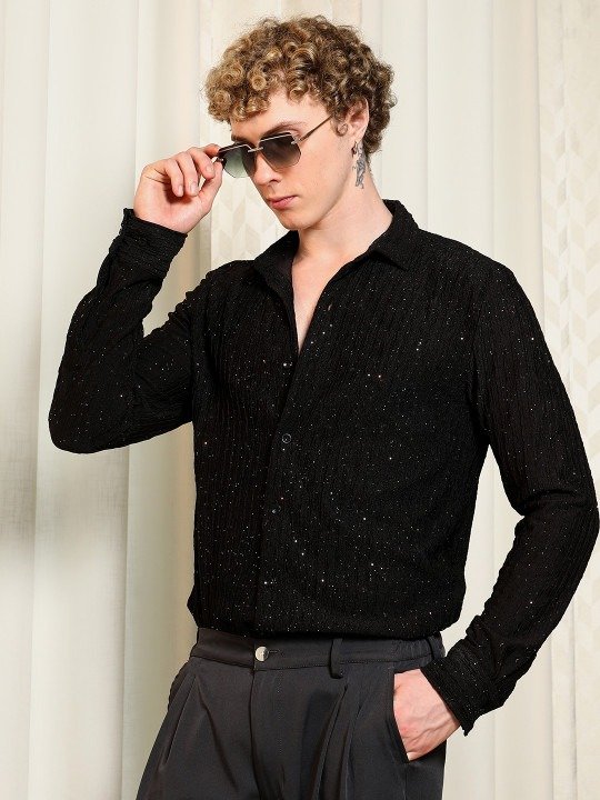 Tailored Slim Fit Comfort Textured Casual Shirt