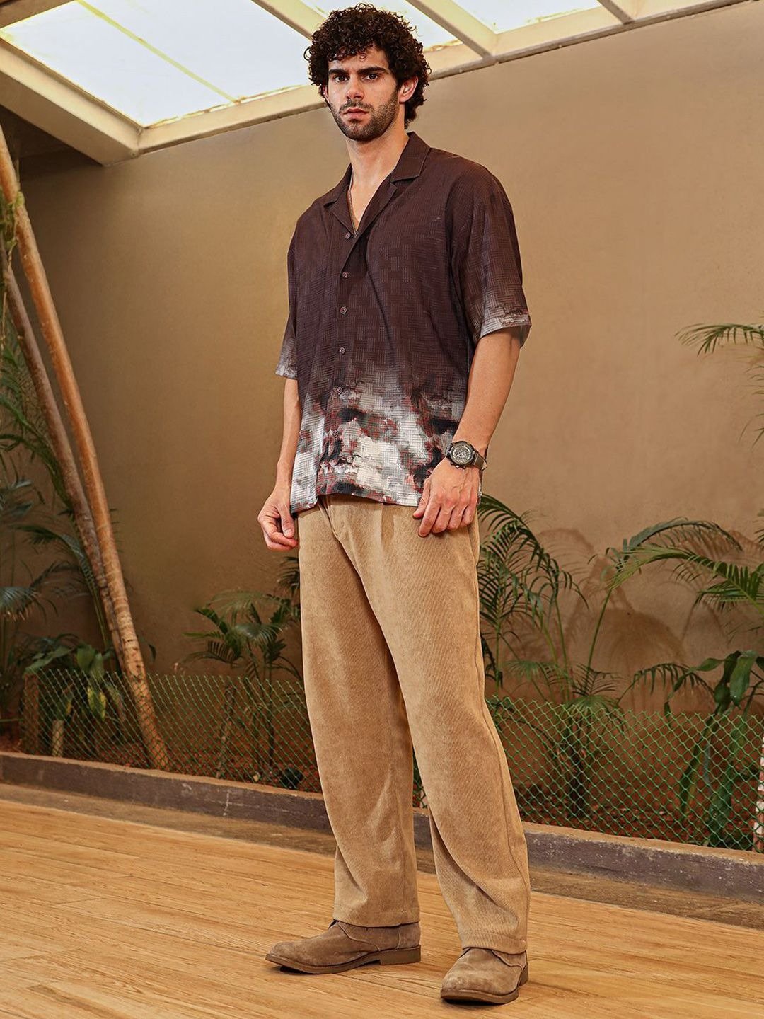 Everyday Oversized Cuban Collar Textured Casual Shirt