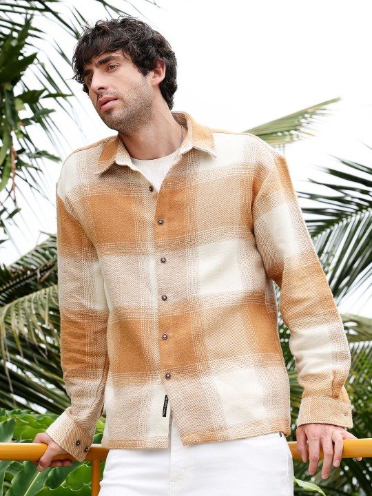Refined Oversized Comfort Spread Collar Casual Shirt