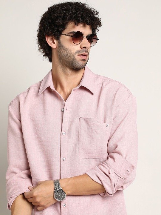 Street-Ready Relaxed Fit Comfort Spread Collar Casual Shirt