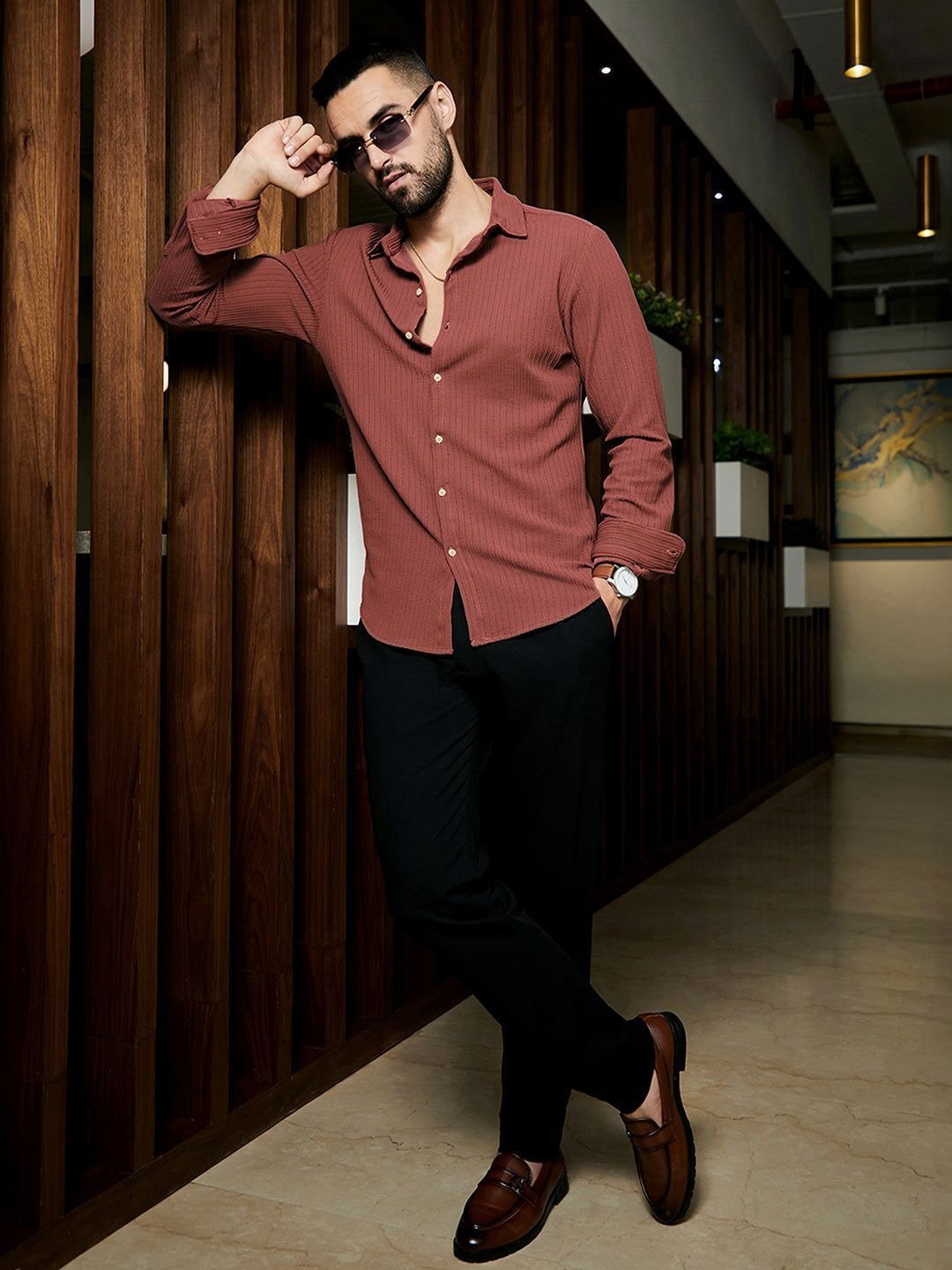 Urban Comfort Spread Collar Casual Shirt