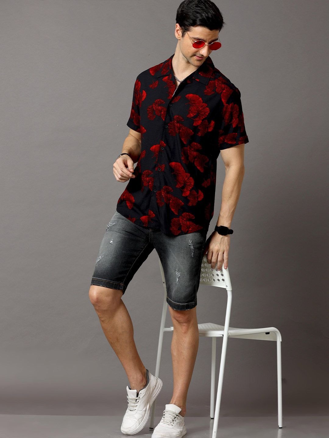 Classic Black Slim Fit Printed Casual Shirt