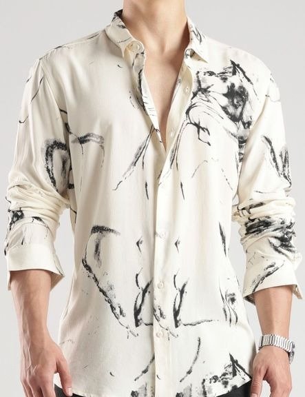 Clean-Cut Slim Fit Printed Casual Shirt