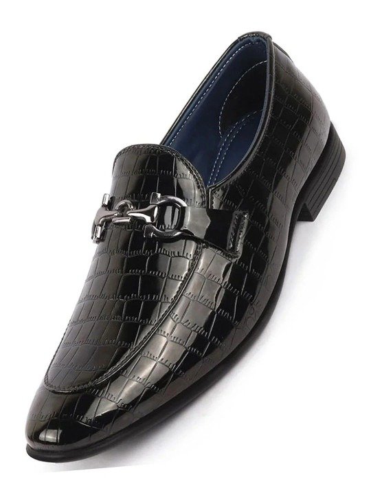 Textured Black Formal Loafers