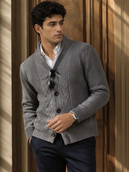 Textured Cable Knit Cardigan