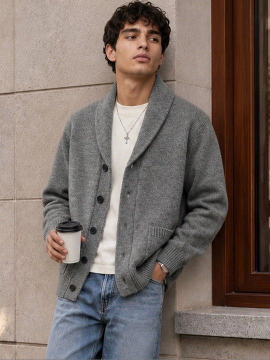 Essential Grey Ribbed Cardigan