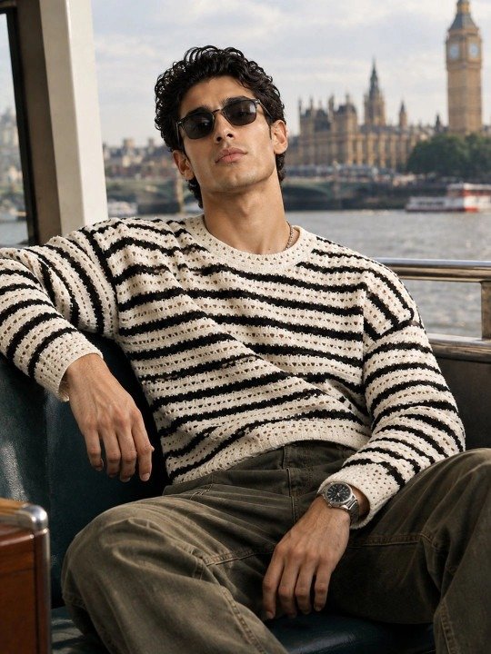 Smart Striped Pullover Sweater
