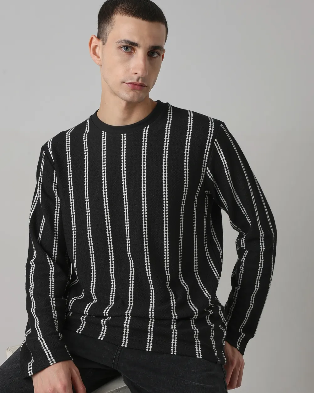 Smart Black Jacquard T-Shirt