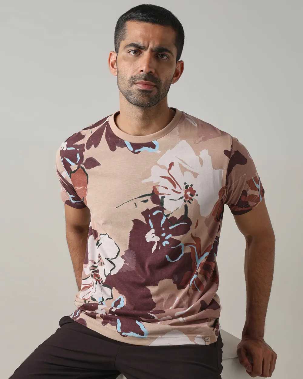 Polished Light Brown Floral T-Shirt