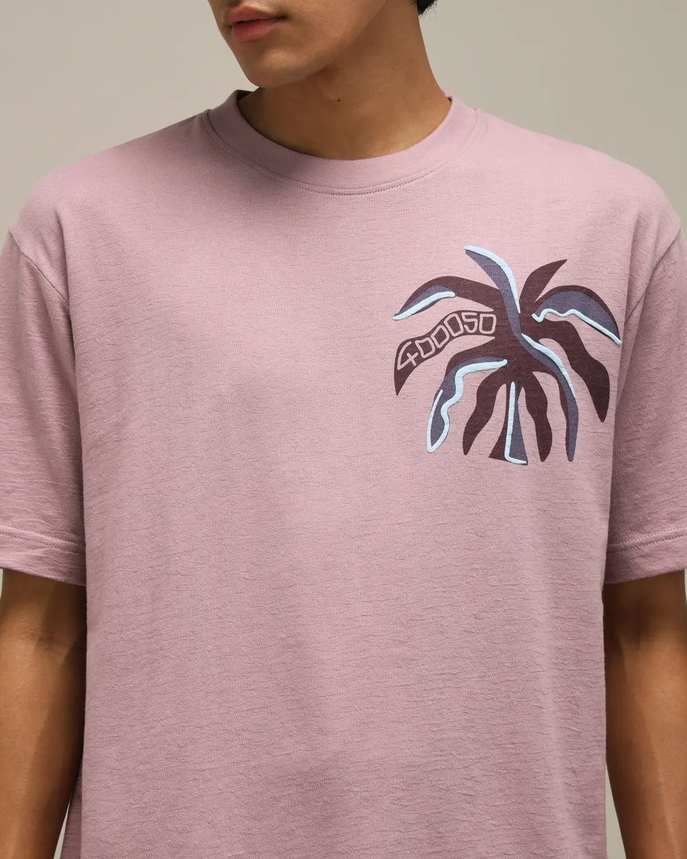 Textured Purple Oversized Loose Fit T-Shirt
