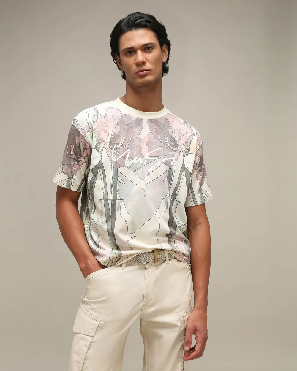 Relaxed Lilac Oversized Floral T-Shirt